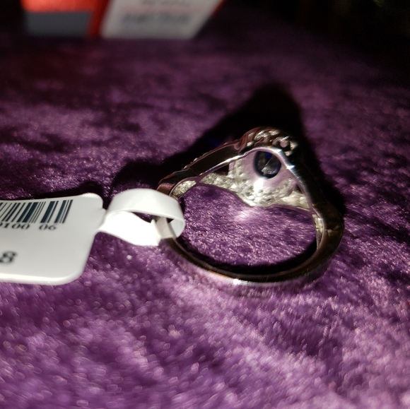 Solid Sterling Silver Blue and White Sapphire Ring - Picture 7 of 7